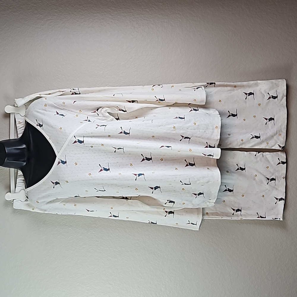 Cuddledown | Women's White Thermal Weave Holiday Gnomes Loungewear Pajamas Sz XL
